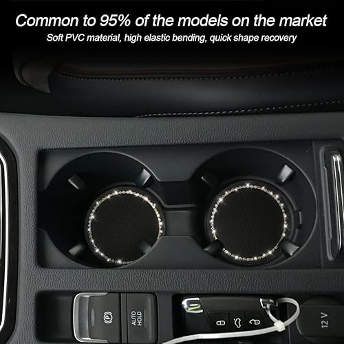 Miniatura 10 de Hanemia - Juego de 2 ostentosos portavasos universales para automóvil diseño de diamantes de imitación para soporte de vasos de 275 pulgadas juego