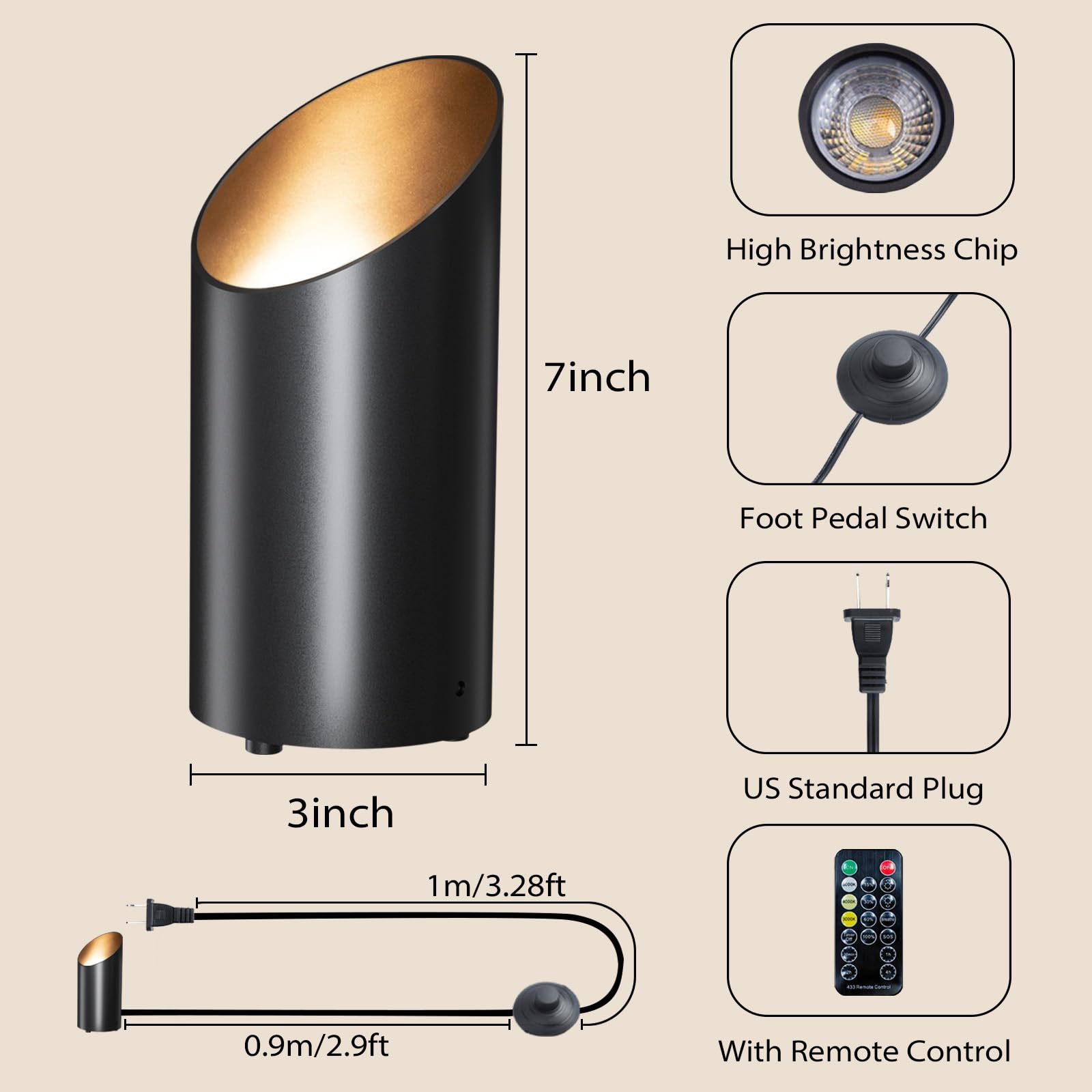 Brightown 2 Pack Floor Can Lights - 6000K LED Up Lights with Remote and Timer, 3 Color Temperatures and Dimmable Uplighting Spotlights for Dark Corner Sofa House Plant Wall Artwork Indoor