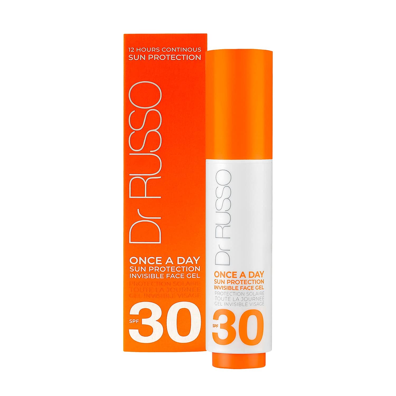 DR RUSSO SOLE PROTETTIVE SKINCARE Protezione solare UVA+UVB SPF30 Click Brush 15 ml|12 ore di lunga durata|Acido ialuronico, vitamine E mantiene l'idratazione e protegge la pelle dai dannosi raggi UV