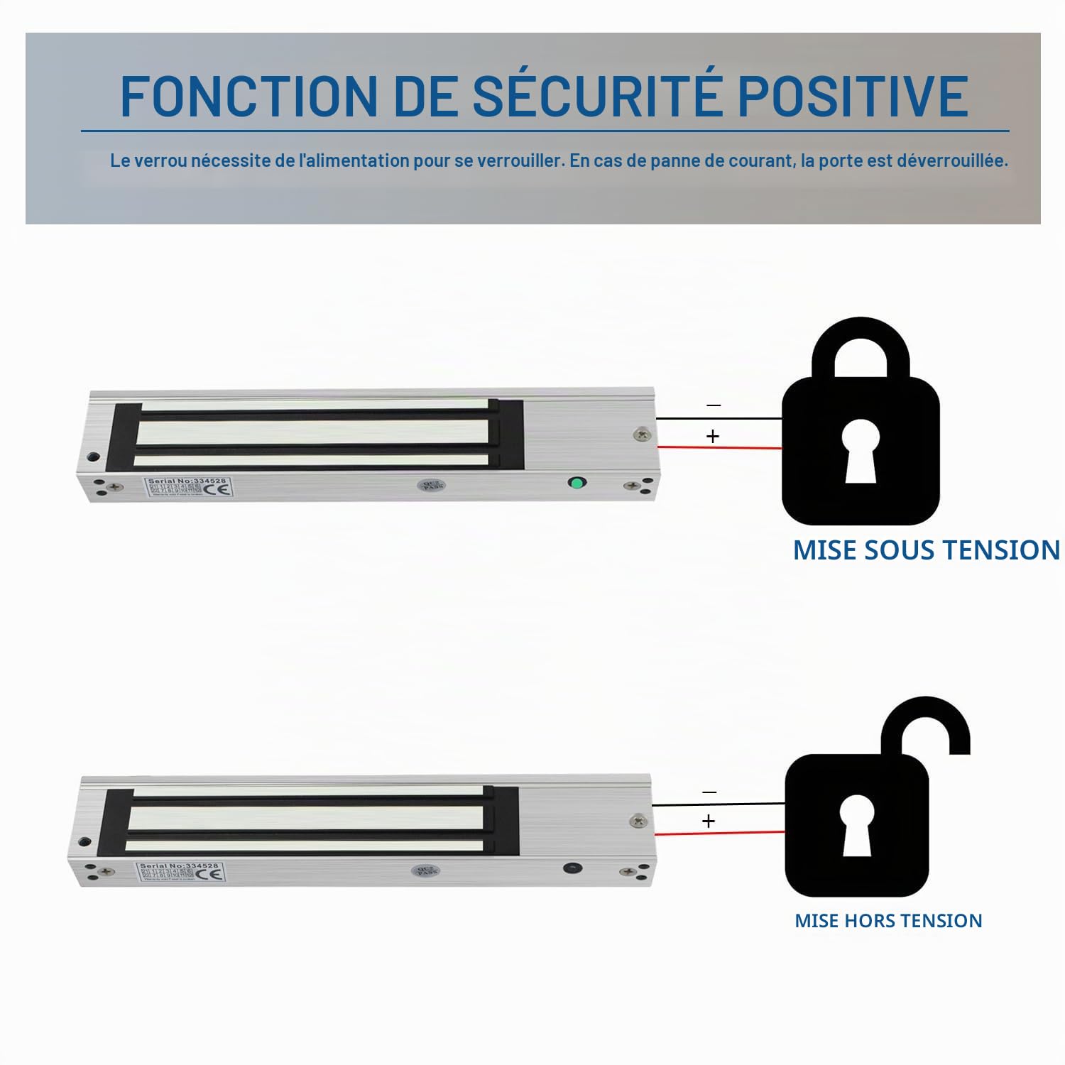 YAVIS Serrure Électrique Magnétique 280kg 600lbs 12V DC Étanche avec Indicateur LED, Fail Safe (NC), Ventouse Électromagnétique pour Portail Extérieur, Garage et Porte Intérieure en Bois Métal Verre