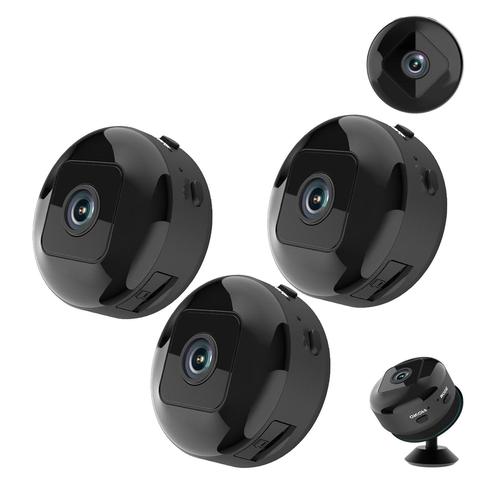 Hidden Camera HD Night Vision, Security Mini Camera WiFi Camera, Magnetic Mini Security Camera, 1080p HD Minicamera Wireless with Night Vision for Outdoor/Indoor (3PCS)