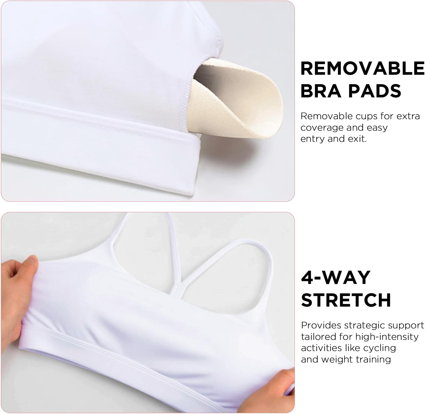 Women's 3-Pack Y-Back Sports Bra, Thin Spaghetti Strap Nylon Yoga Bra with Removable Cups, Light Support Bralettes - Image 6