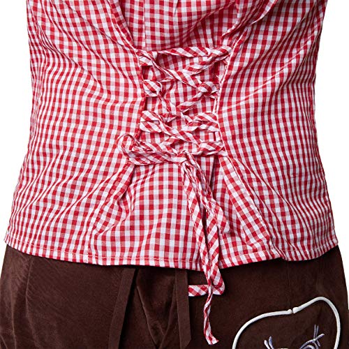 dressforfun 900619 Donna Camicetta, Manica Corta, Costume Tradizionale con Scollo, Rosso & Bianco -Disponibili in Diverse Misure (S| Nr. 303110)