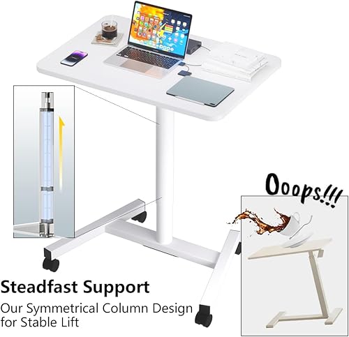 Vista 21 de Escritorio móvil de pie de 28 pulgadas de altura ajustable, escritorio de pie portátil con ruedas bloqueables, mesa rodante para el hogar, oficina