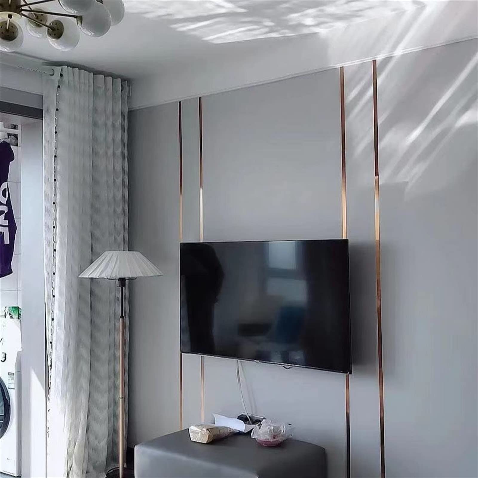 Moldura de Zócalo de Pared Autoadhesiva Flexible de 32 Pies Moldura Metalizada para Pared Y Piso Zócalos Curvos para Paredes Acabado Tipo Espejo