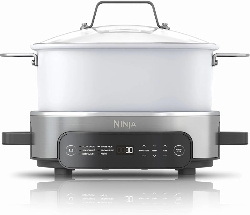 Ninja Foodi 6.5 qt Everyday PossibleCooker, funcionalidad 6 en 1, cocina múltiple, olla de cocción lenta, acero inoxidable/blanco, MC1100 (renovado)