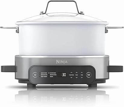 Ninja Foodi 6.5 qt Everyday PossibleCooker, 6-in-1 Functionality, Multi Cooker, Slow Cooker, Stainless Steel/White, MC1100 (R