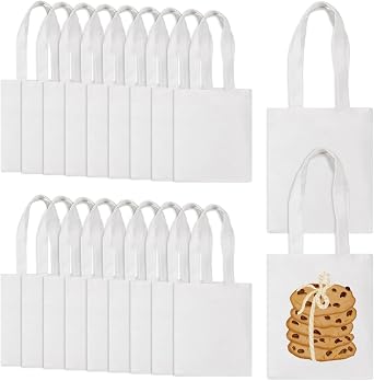 Diy Craft Bags, Blank Canvas Tote 20 Pcs, Sublimation Reusable Carryalls Grocery, With Zipper & Pocket Inner, For Presents Bulk Ideal, Events, Custom Projects