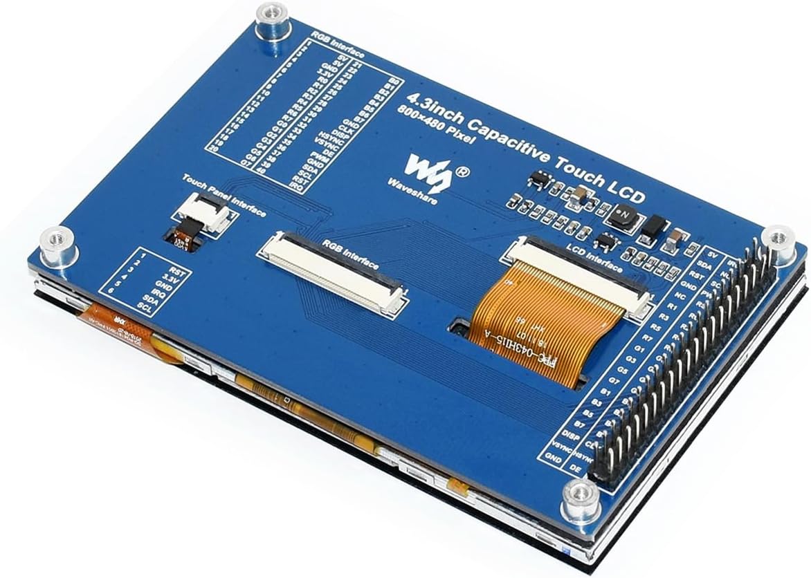 4.3inch Capacitive Touch LCD 800x480 Pixels Resolution IPS Panel 216 Colors Via the 24-bit RGB Interface