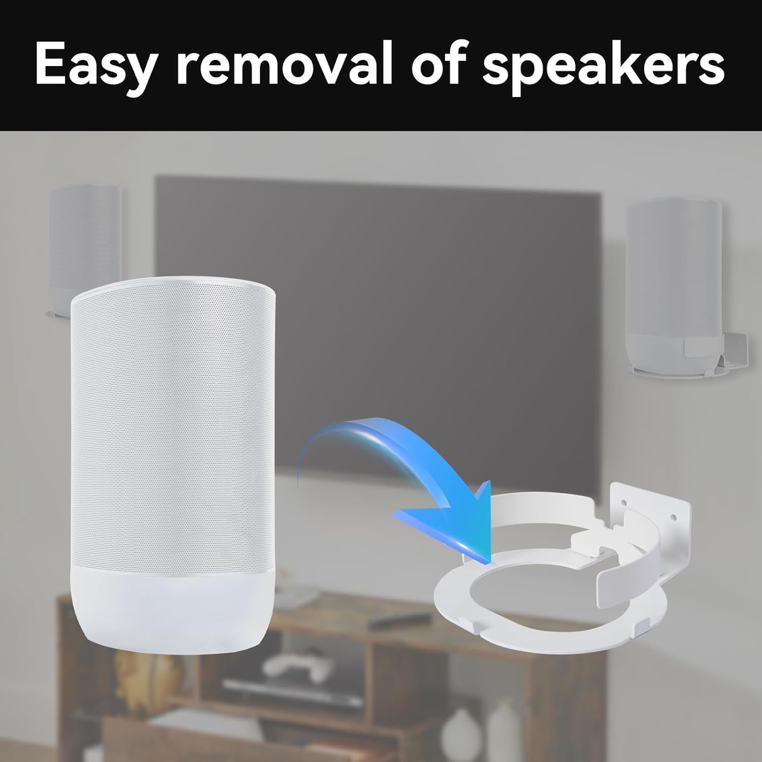 shinar Metal Wall Mount Compatible with Sonos Move and Sonos Move 2, Mount Accessory Stand Compatible with Sonos Move 1/2 Wall Bracket Max. 12 kg (White) - Image 3