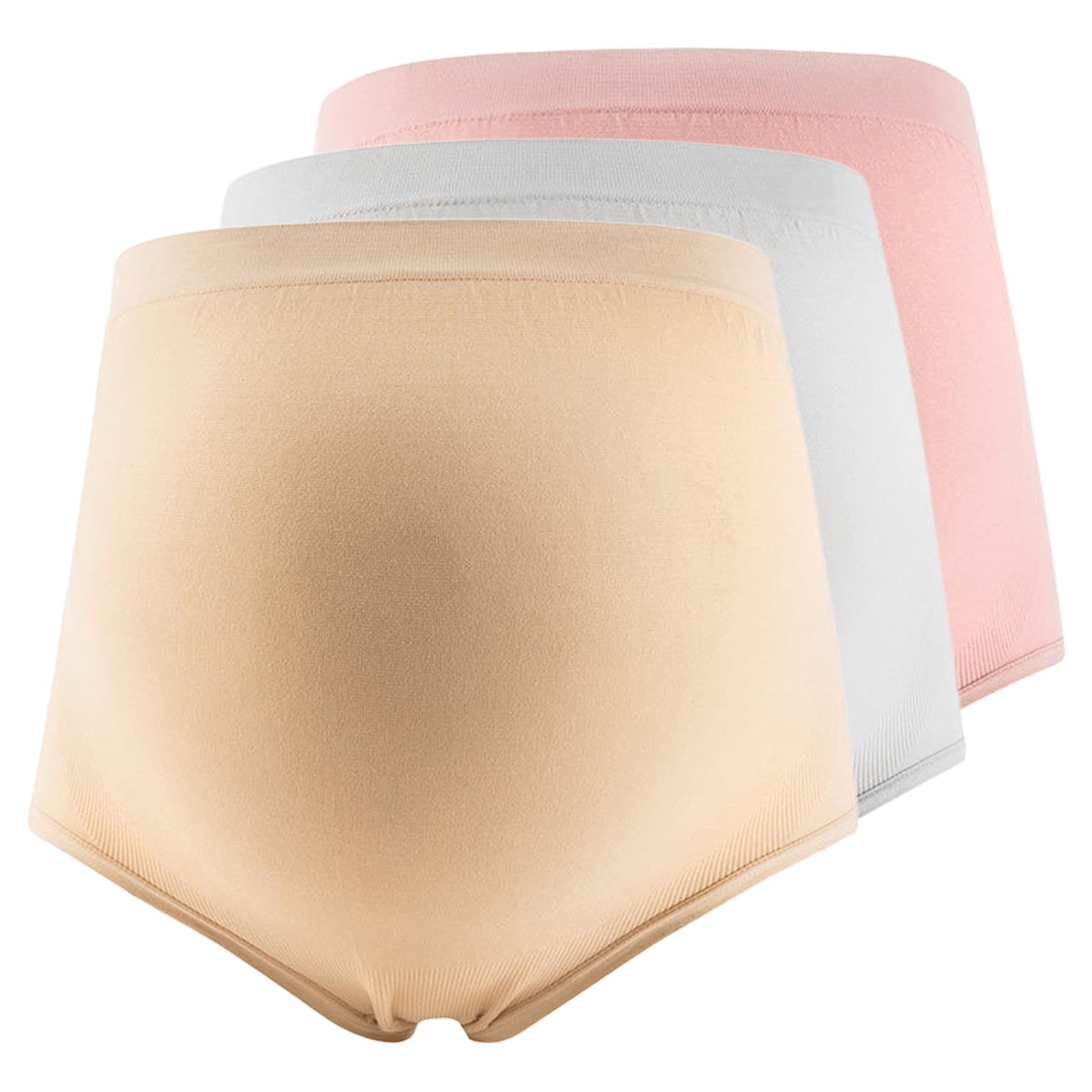 GMHLLES 3 PCS Maternity Knickers High Waist Maternity Pants Pregnancy Panties Over Bump Suitable for Use During Pregnancy Postpartum and Recovery Periods White