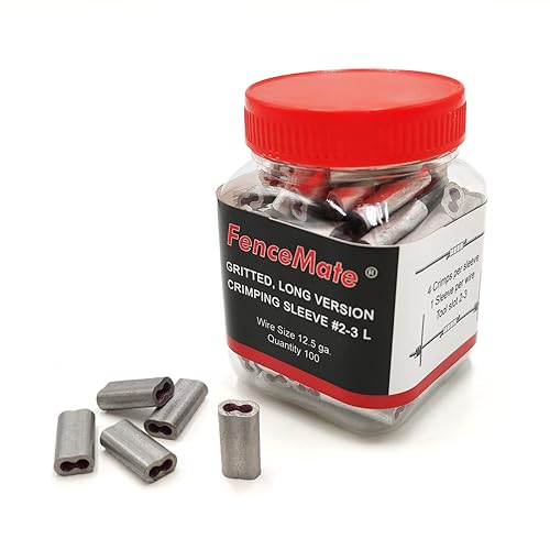 FenceMate Mangas de lazo de crimpado de aleación de aluminio #2-3 largas para empalmar y unir cables metálicos o cuerdas de alambre, templado, con