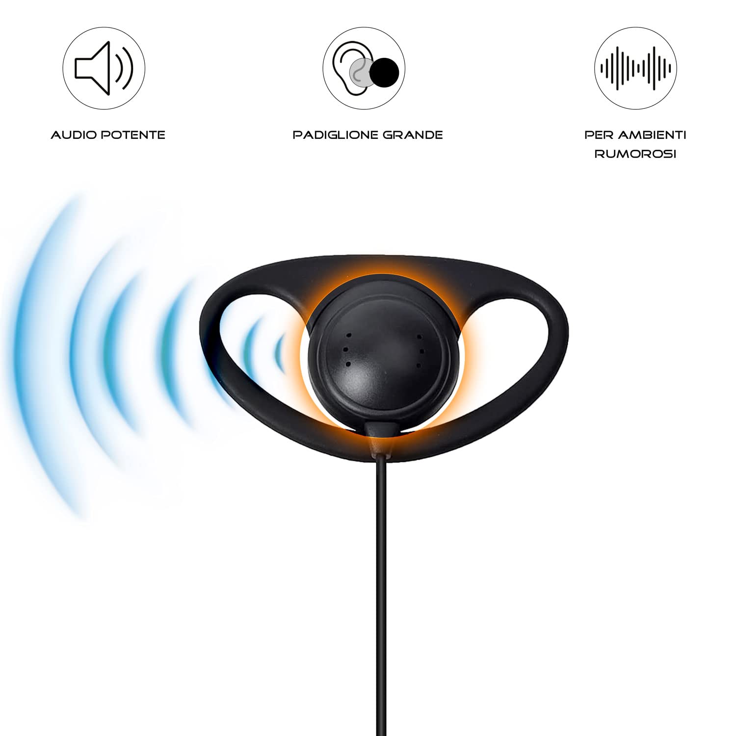 TechSide Microfono Auricolare 2 pin Kenwood cavi spiralati | Radio ricetrasmittenti | Compatibile TI-F8+ Midland G10 G11V CT890 BaoFeng UV-82 UV5RA Vigilanza Sicurezza SoftAir (TSTV Forma D)