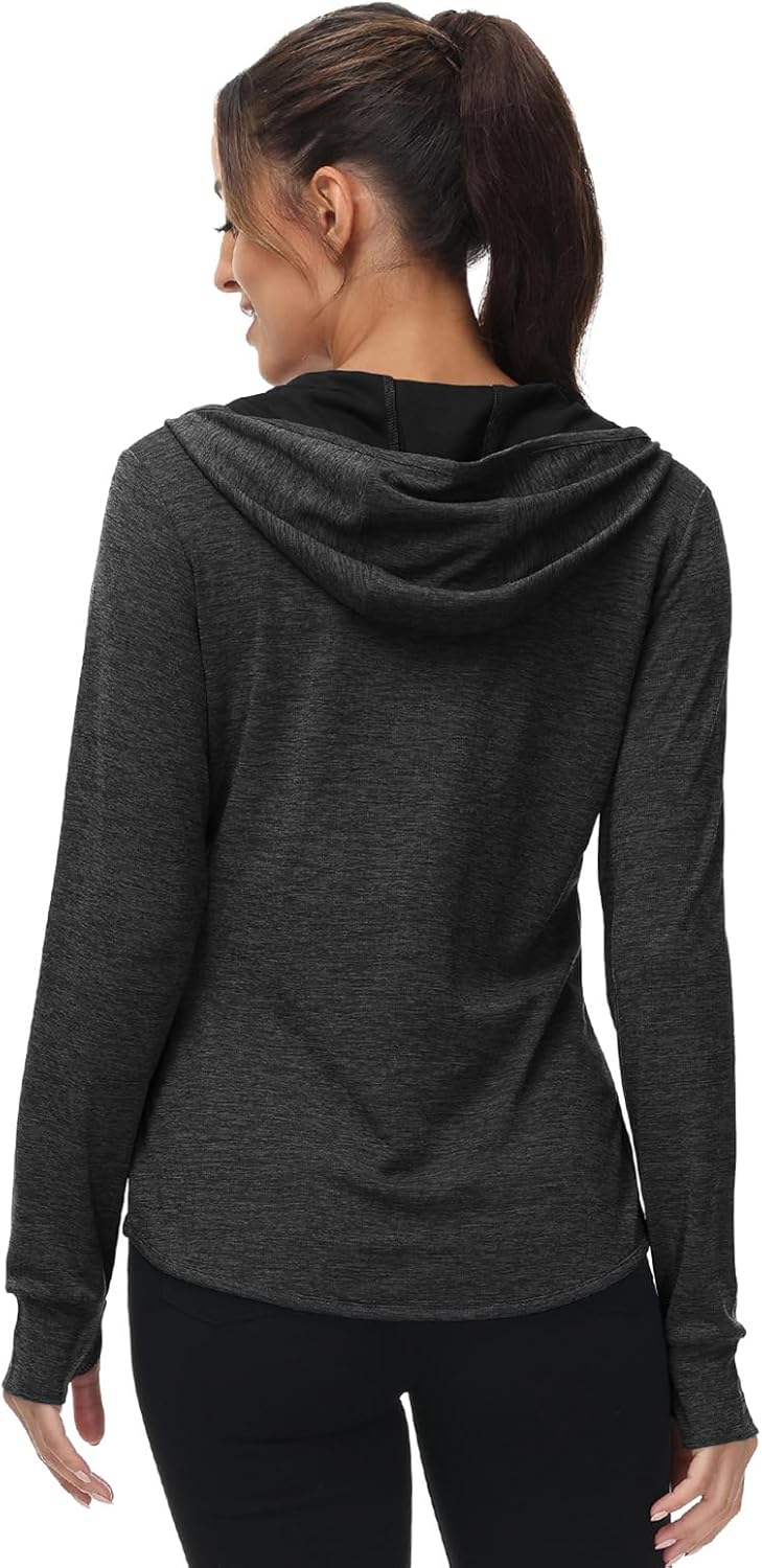 TBMPOY Womens UPF 50+ Sun Protection Hoodie Jackets Light Weight Long Sleeve Shirts Hiking Outdoor Full Zip Tops - Image 2