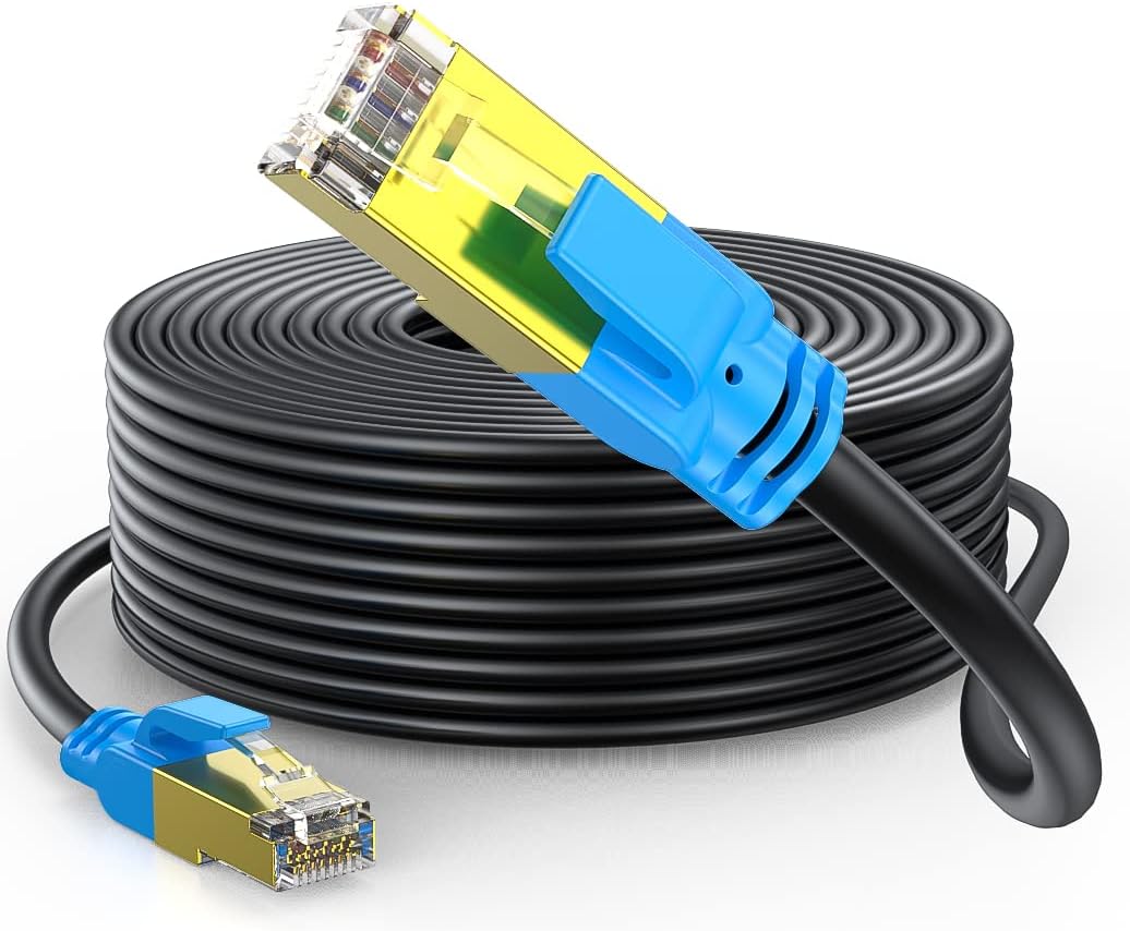 Cat 6 Outdoor Ethernet Cable 250 FT, Heavy Duty High Speed Ethernet Network Internet Cable - Waterproof, Outdoor, Direct Burial Ethernet Cable, UV Jacket, POE