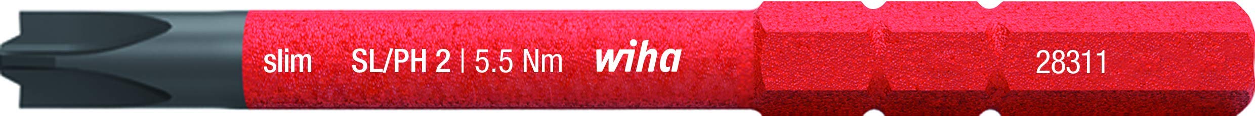 Wiha Sl/Ph2 X 75Mm Softfinish Vde Insulated Slimbit Slotted/Phillips Screwdriver 1000V Ac