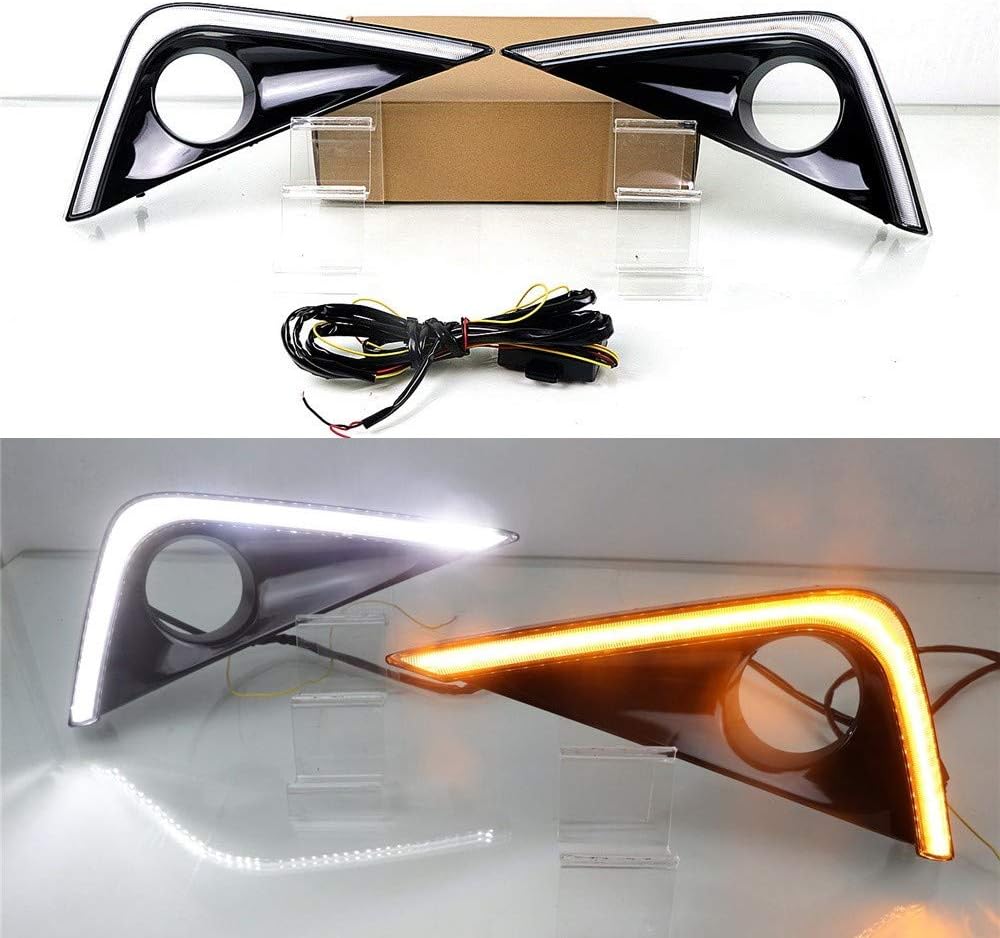 LED Daytime Running Light compatible for Toyota Rush 2018 2019, 6000K LED Front Bumper DRL With Yellow Turn Signals Light