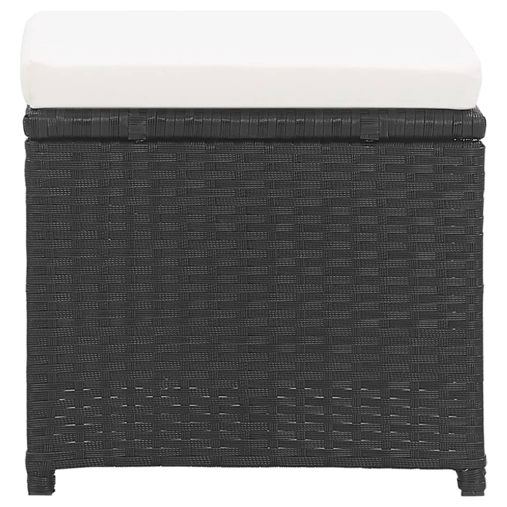 vidaXL 2X Tabourets de Jardin avec Coussins Tabourets de Terrasse Tabourets de Patio Tabourets d'Extérieur Repose-Pied Résine Tressée Noir