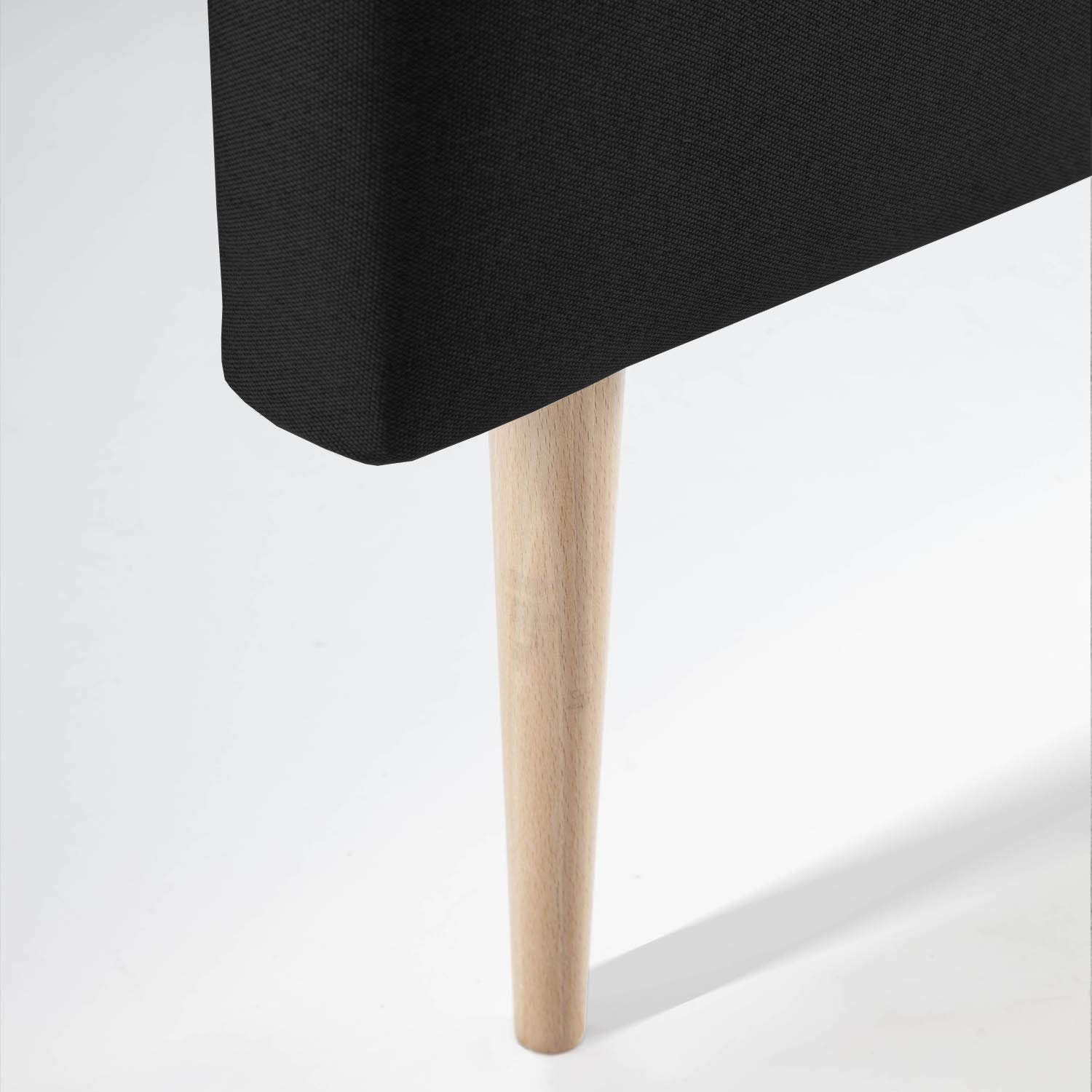 Testiera Letto Oslo 140x100 Cm - Tessuto Grigio, Gambe Legno Faggio, Imbottita - Foto 7