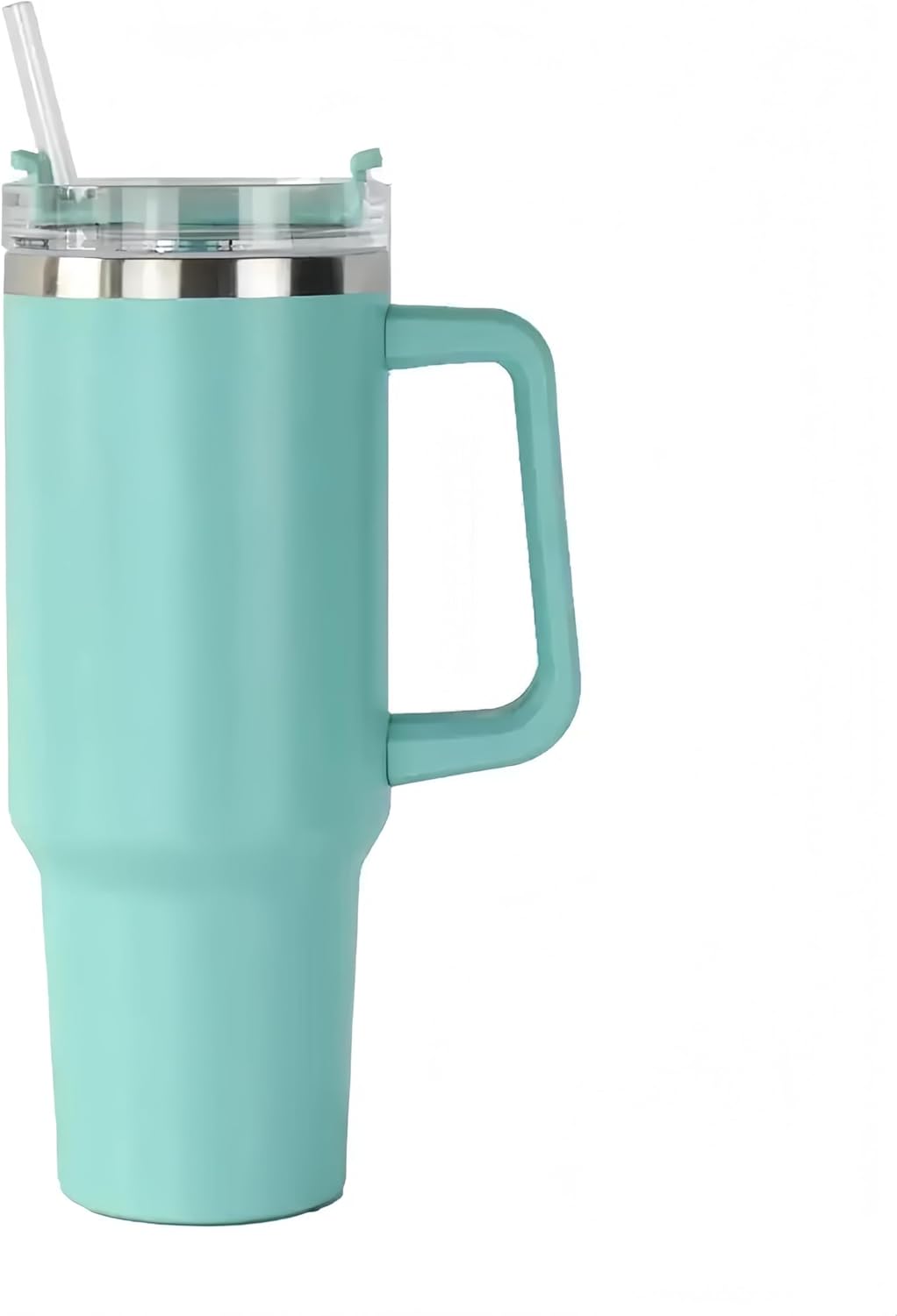 FAMKX 40oz Insulated Travel Mug Tumbler With Handle and Straw,Stainless Steel Double Wall Vacuum Cup Keep Drink Cold and Hot (Green)