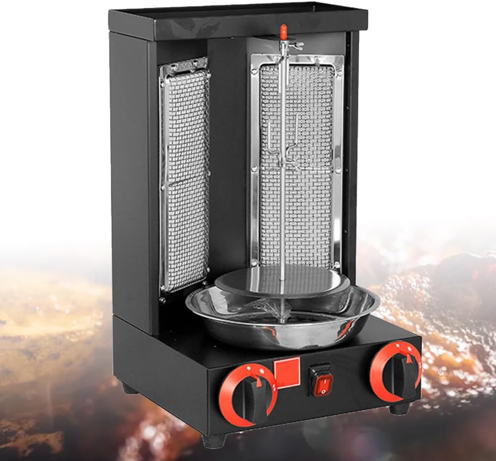 Commercial Gas Grill, Vertical Broiler Gyro Meat Rotisserie, Automatic Rotary Barbecue Machine, with Temperature Adjustment, for Commercial Home Kitchen Restaurants