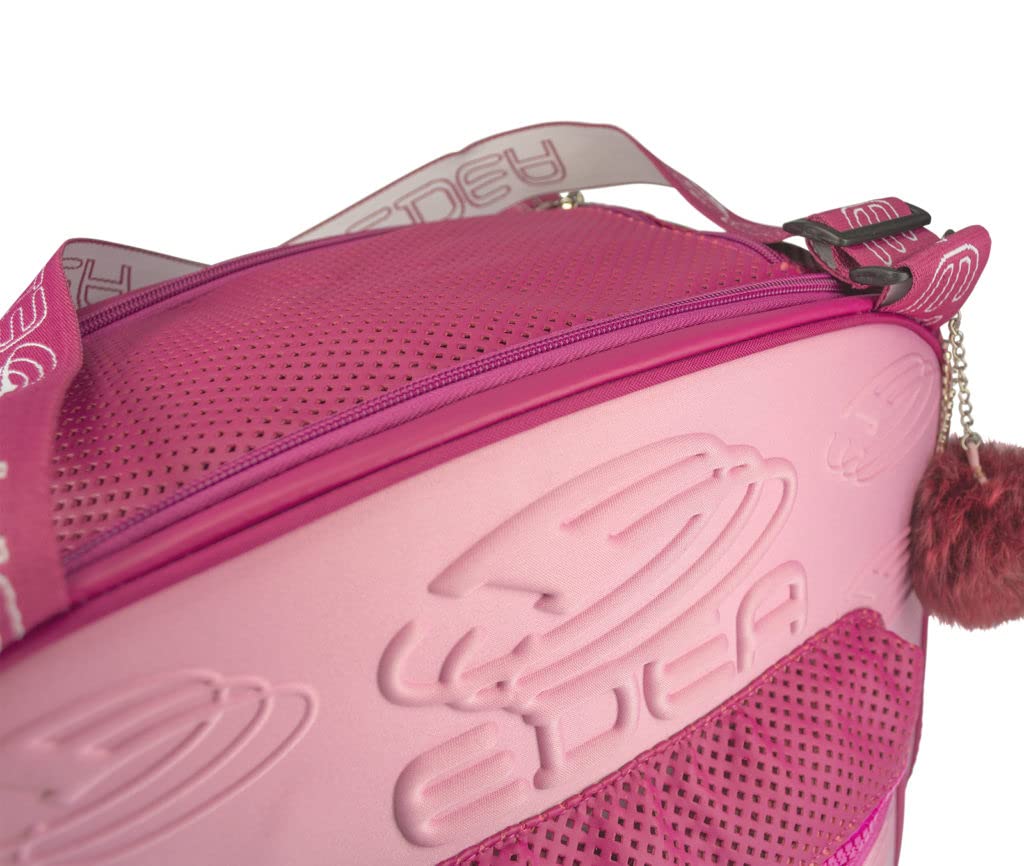 Edea Sac cube pour patins, couleur Fuchsia, combinaison de polyester dur doux et gaufré, multiples poches, fond riveté, poignées réglables