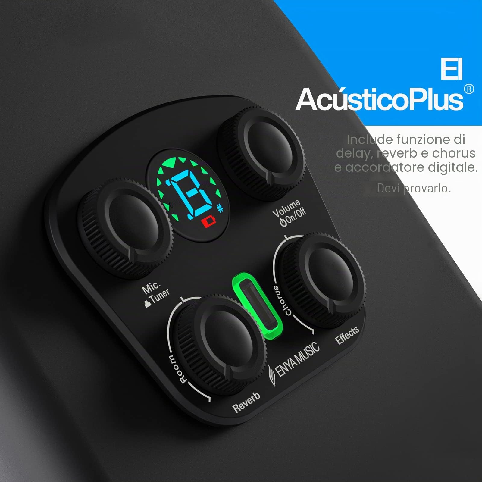 Enya Chitarre Elettro Acustiche 3/4 X4 Pro Mini 36'' Cutaway Fibra di Carbonio Kit Avvio con Microfoni Smart AccousticPlus Basso