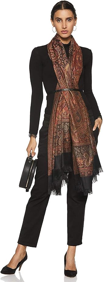 Weavers Villa Women's Pashmina Wool Blend Indian Handicraft Woven Shawls, Scarf, Wraps [Large Size: 40 X 80]