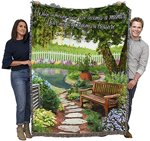 Tranquil Garden - When Someone You Love Becomes A Memory - Sympathy - Cotton Woven Blanket Throw - Made in The USA (72x54)