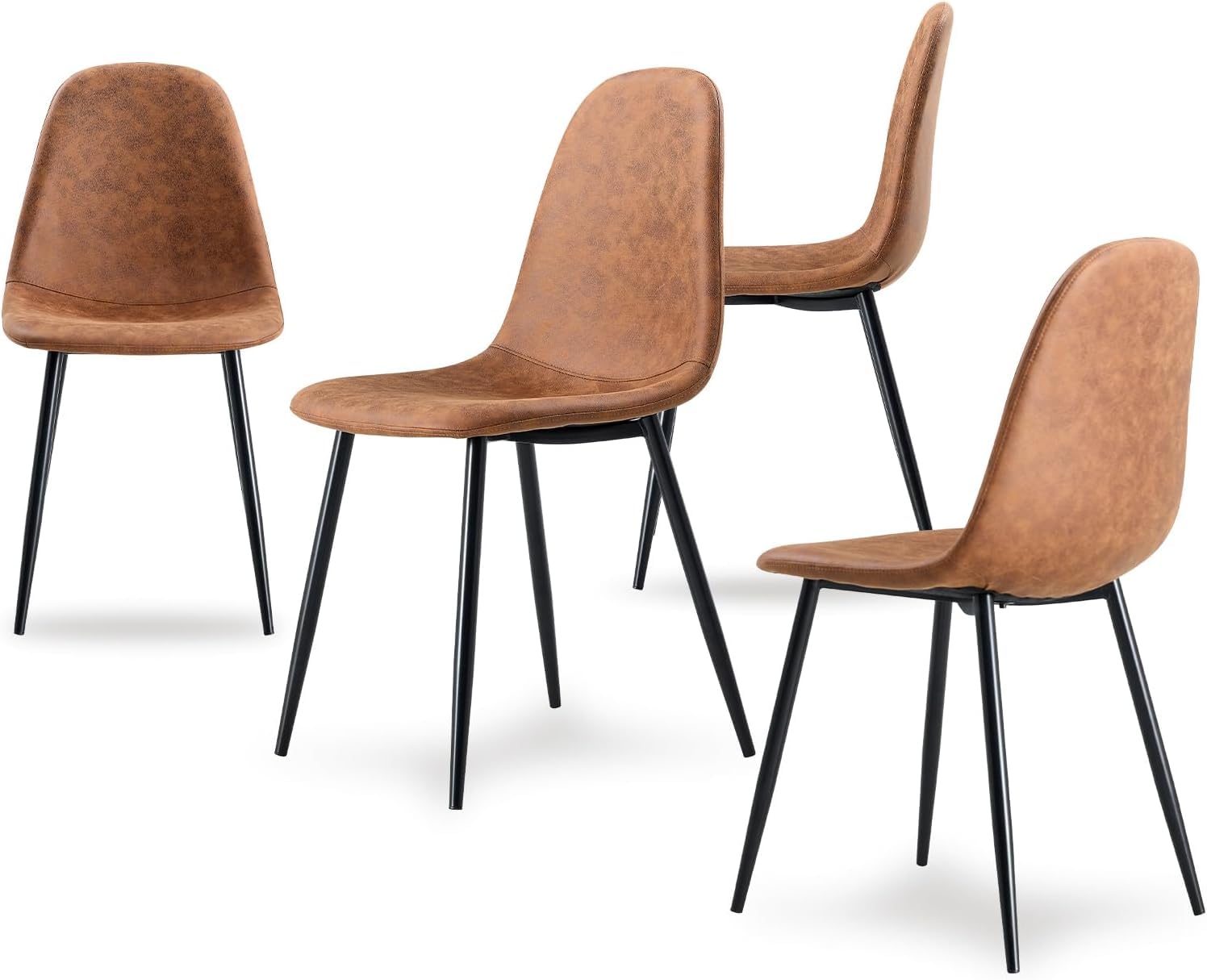 Stanew Sillas de Comedor Estilo Vintage y diseño escandinavo Juego de 4 sillas de Comedor de Gamuza con Patas de Metal (marrón)