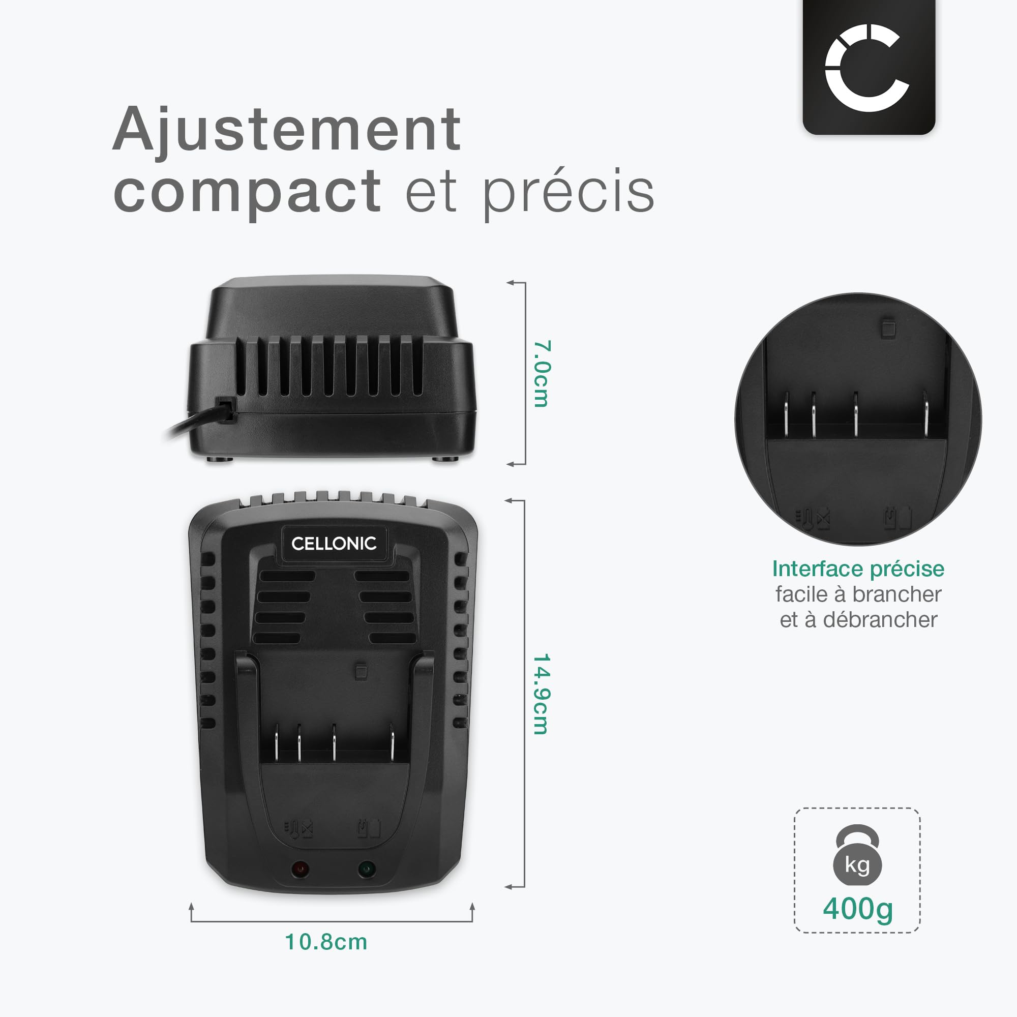 CELLONIC Chargeur visseuse 14.4V-18V 2.0A Compatible avec Bosch BC660, BC1880, SKC181-02, AL1820CV, GAL1860 CV - Chargeur Batteries Lithium Li ION pour Tournevis électrique