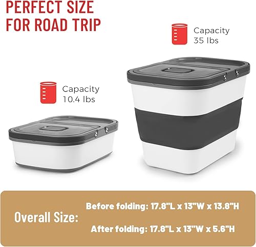 Miniatura 2 de SONKONIA Contenedor grande de almacenamiento de alimentos para perros, contenedor plegable de alimentos para gatos de 35 libras con cuchara,