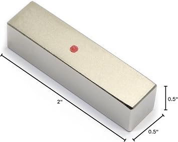 CMS Magnetics (1 Ct, 2 x 1/2 x 1/2) Grade N52 Neodymium Magnet, Super Strong Rare Earth Magnets for Industry, Science and Hobbies