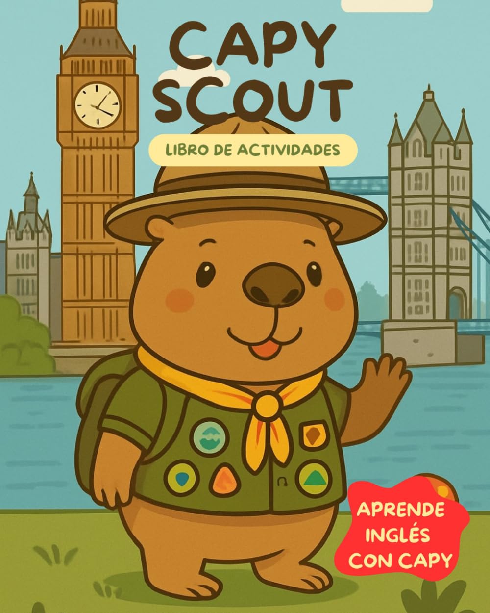 Capy Scout en Londres - Libro de actividades para aprender inglés: Actividades entretenidas y educativas: colorear, laberintos, busca y encuentra, unr ... y palabras y frases para practicar inglés.