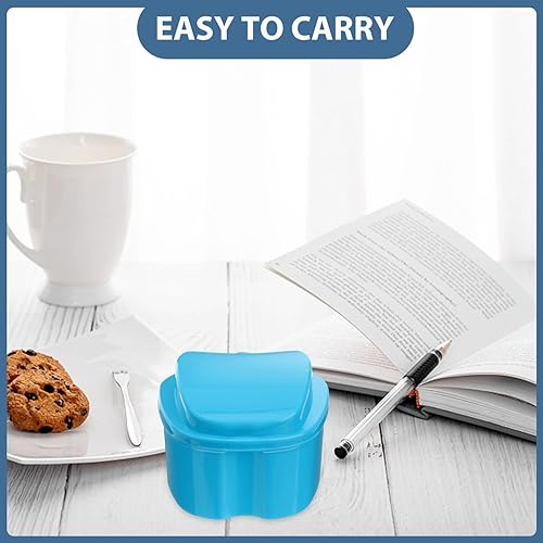 Miniatura 9 de Estuche de dentadura Caja de baño para dentaduras postizas con cesta de colador - Caja de limpieza de retenedores, cuidado de dentaduras postizas,