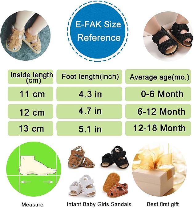 E-FAK Baby Boys Girls Summer Sandals Outdoor Beach Anti-Slip Rubber Soft Sole Newborn Toddler First Walker Shoes 0-18 Months