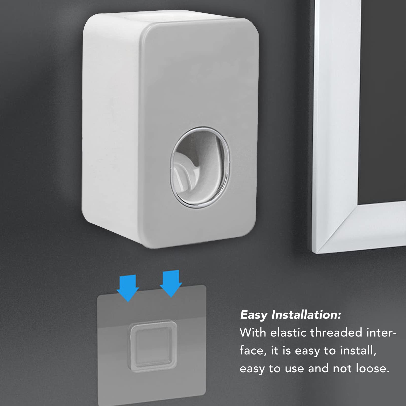 HERCHR Toothpaste Squeezer, Automatic Toothpaste Dispenser Kids Toothpaste Dispenser Modern Toothpaste Holder Wall Mounted for Kids and Adult(Gray)