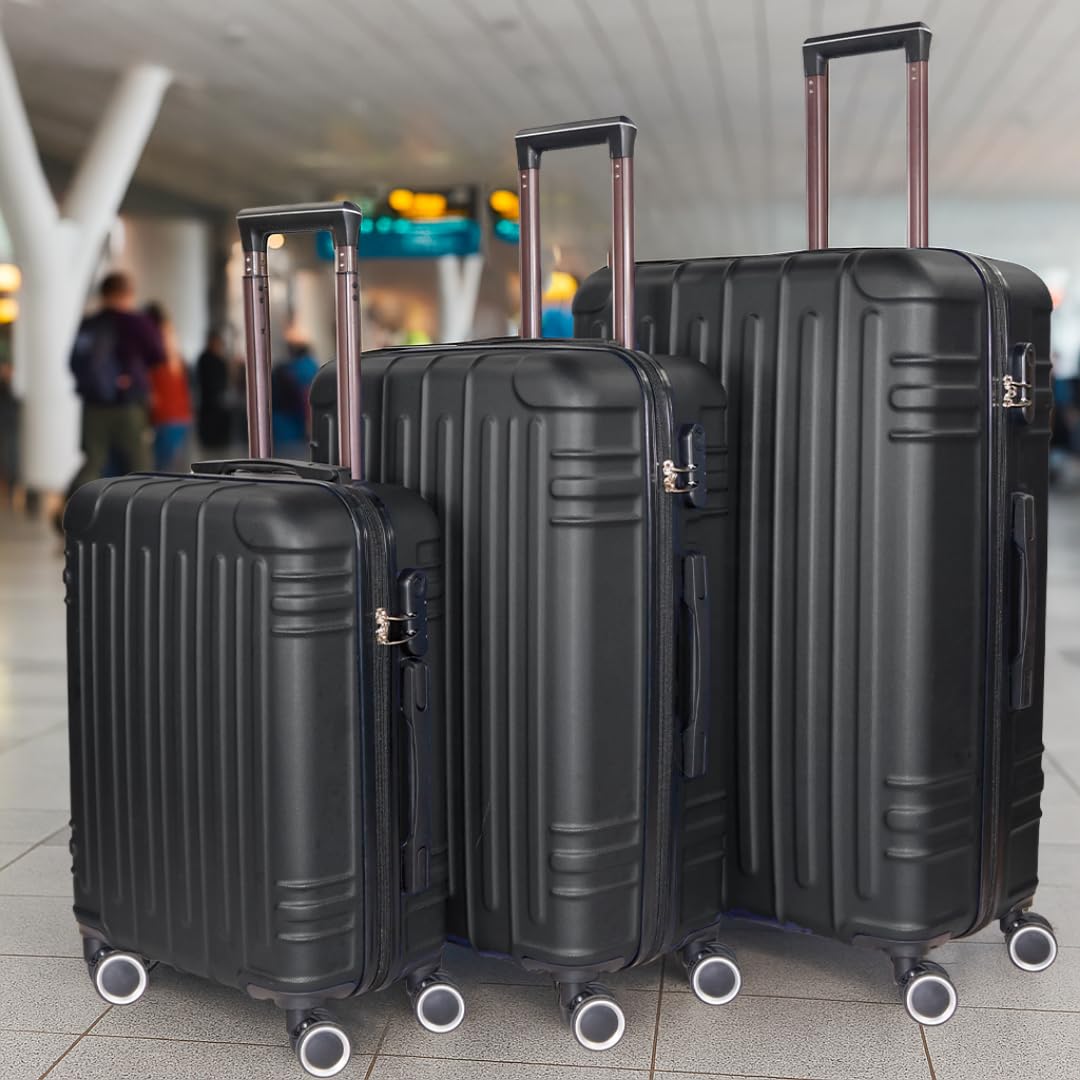 Genérico WSPack Maleta de Cabina 55x40x20 cm | Maleta de Mano ABS Rígida | con 4 Ruedas Dobles Giratorias 360° (Black)
