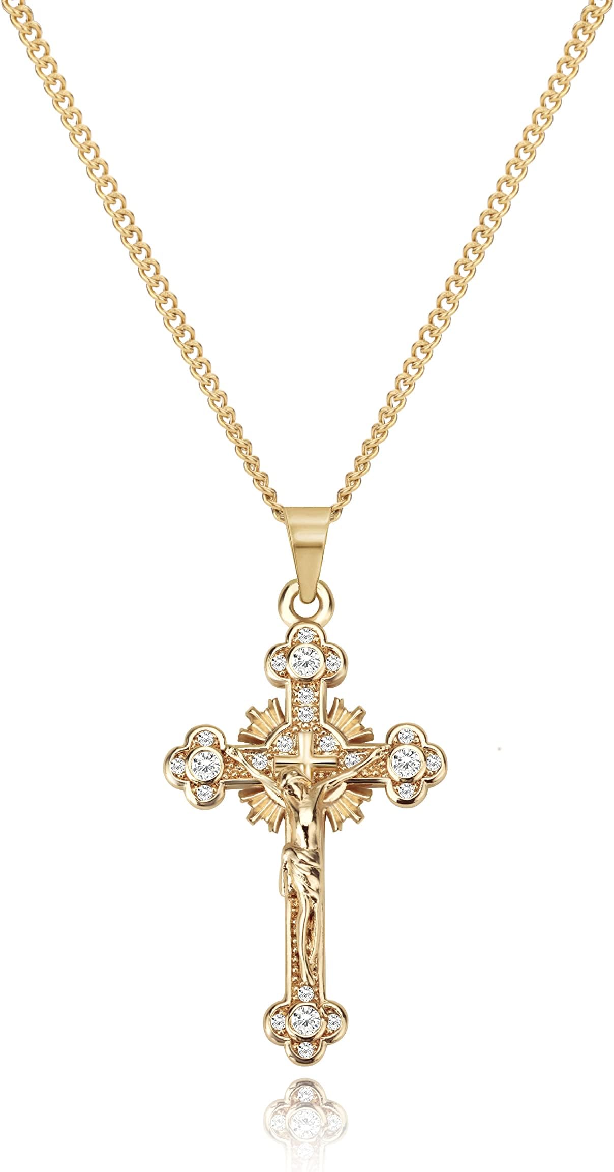 Cross Necklace for Women 18K Gold Plated Cross Pendant Choker Necklace