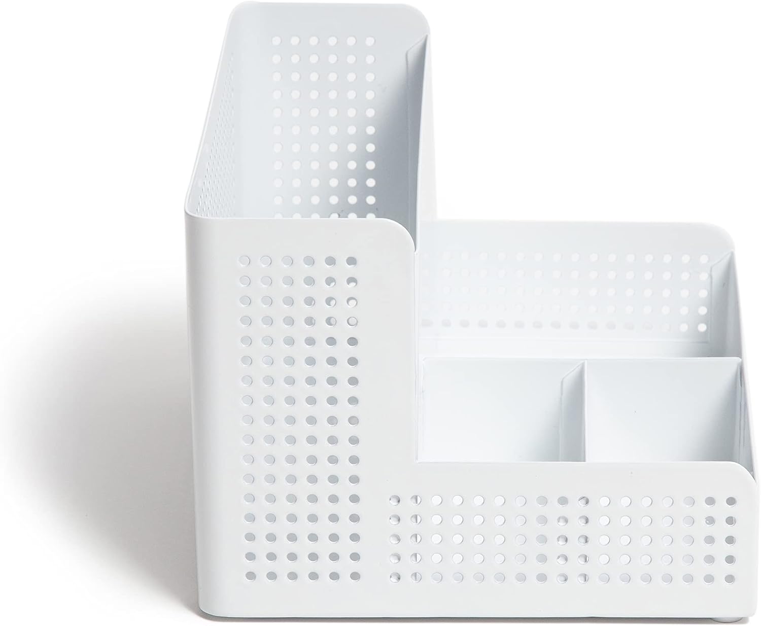 U Brands Modern Perforated Storage Cup Desk Organizer, Office Supplies, White, Metal, 1 Count