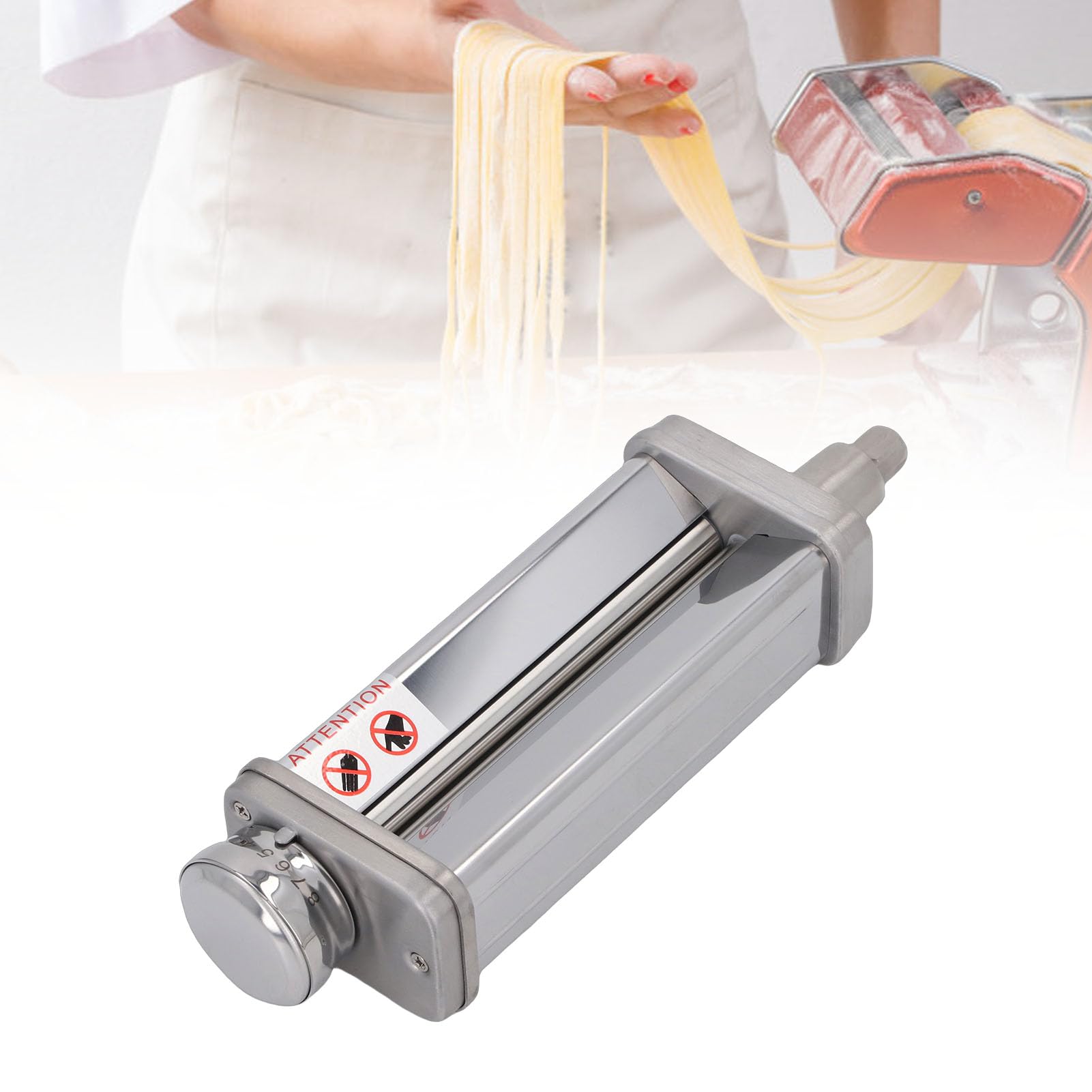 SIXRUN Nudelmaschine-Aufsatz, Professionelle Nudelpressmaschine aus Edelstahl für Hausgemachte Spaghetti und Fettuccine, 18,5 X 15,5 X 8,3 Cm (Teigscheiben)