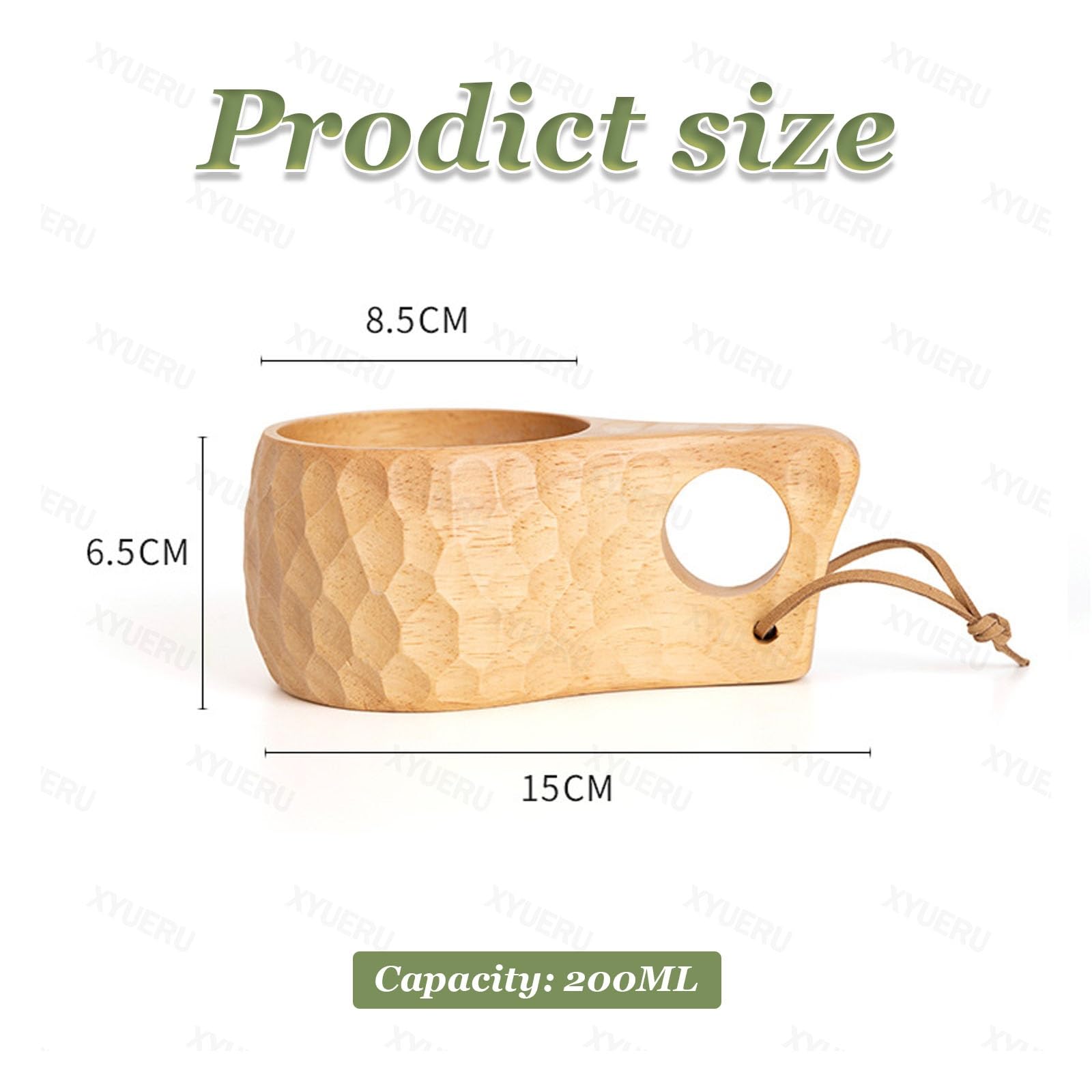 Taza de camping de madera, hecha a mano, taza de café de viaje con asa y correa para el cuello, taza de campo portátil para té y leche, esencial para senderismo al aire libre