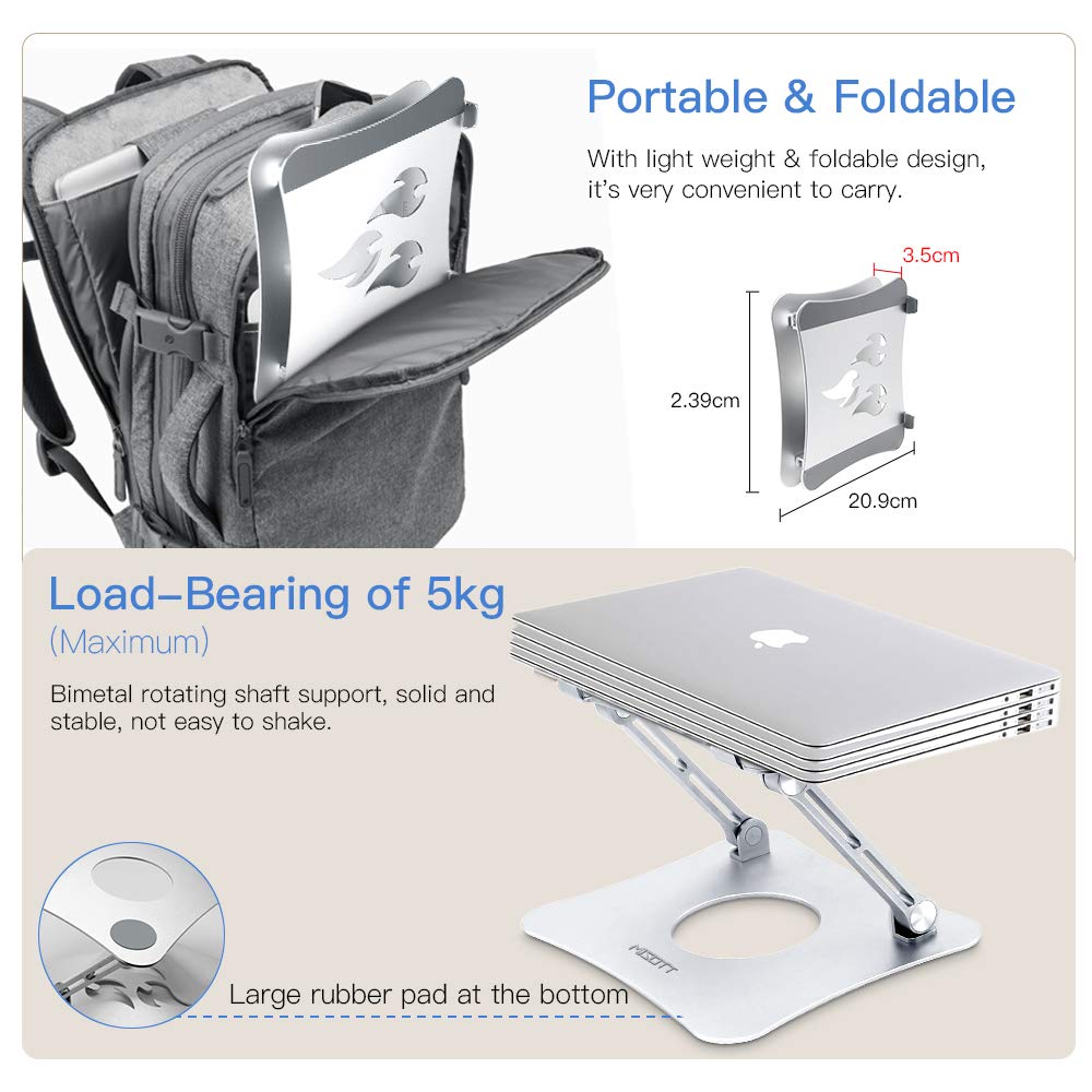 VAJUN Ergonomischer Laptopständer Aus Metall – Verstellbar, Für 10–15,6 Zoll Laptops, Silber