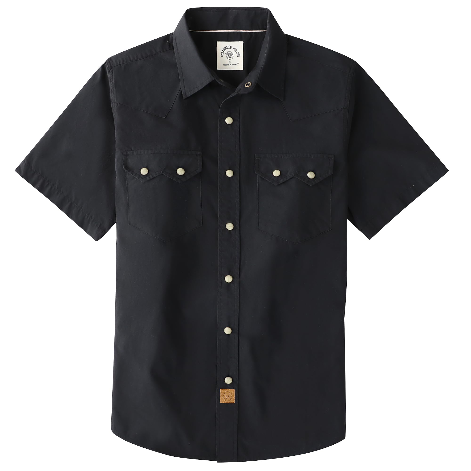 Dubinik® Pearl Snap Western Shirts for Men Short Sleeve Cowboy Men's Casual Shirt with 2 Sawtooth Pocket Vintage