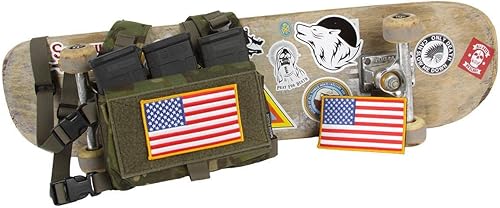 Miniatura 3 de Parche de bandera estadounidense con respaldo de gancho y bucle - Grande 5 x 3 pulgadas (estándar), borde dorado Merrowed, Estados Unidos,