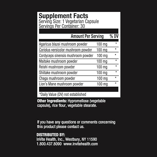 Miniatura 2 de Invite Health Mushroom Hx - Apoya la salud inmunológica, digestiva y respiratoria - Formulado a partir de los ocho hongos más científicamente