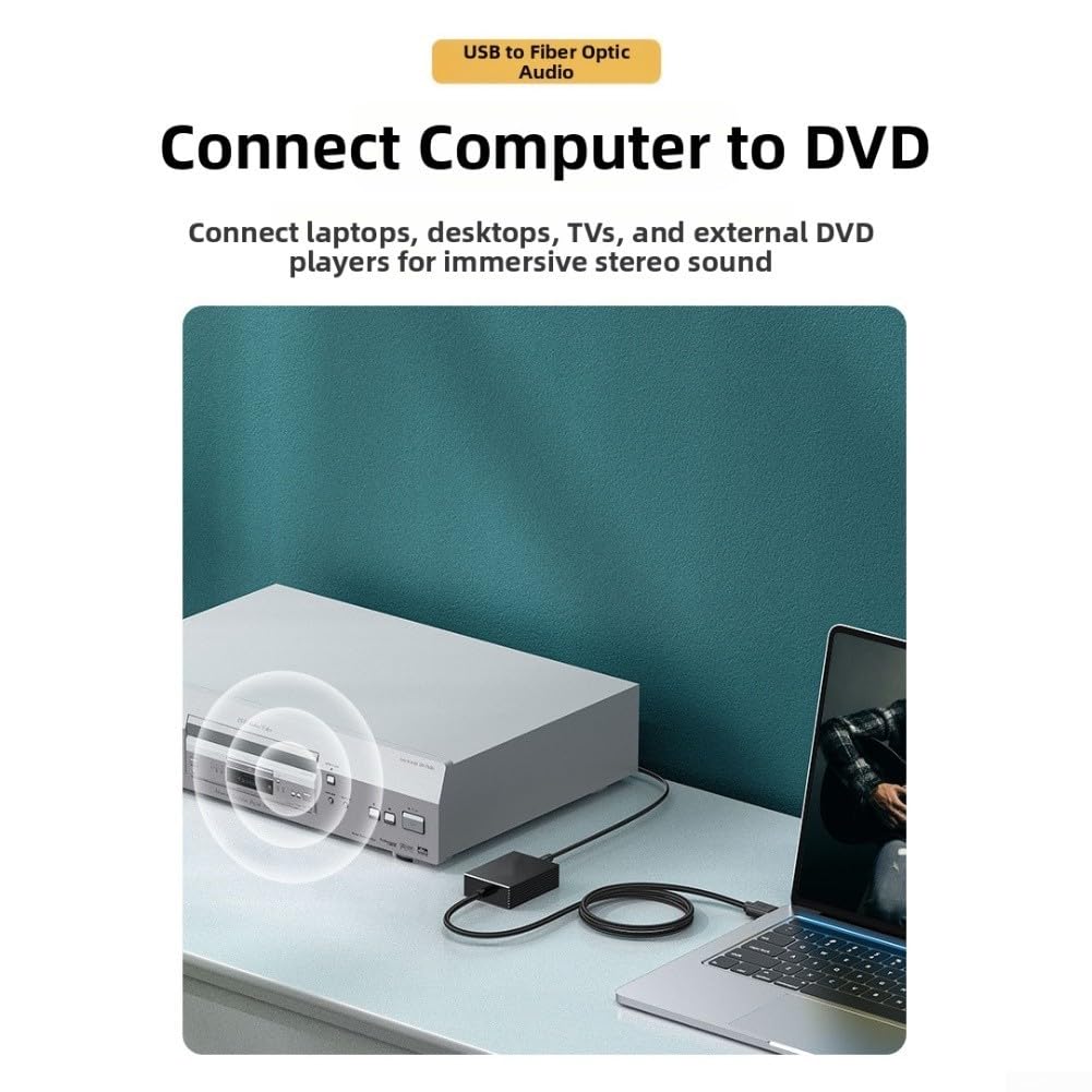 USB-Audio-Konverter auf 3,5 mm und optischen Ausgang, unterstützt PC-Audio-Geräte, kompaktes Aluminium-Legierungs-Design für zuverlässige Klangübertragung (0,2 Meter)