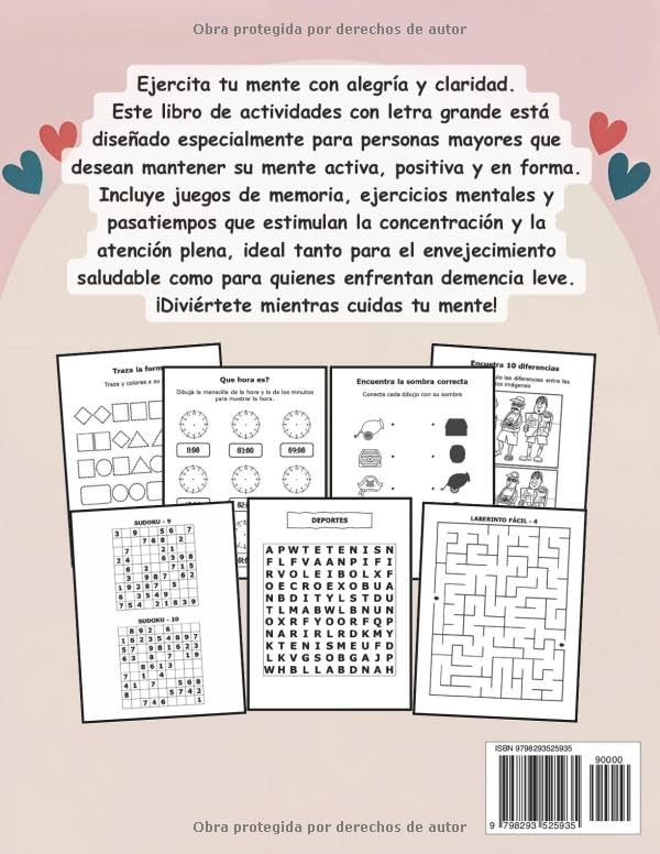 Miniatura 2 de PASATIEMPOS DIVERTIDOS PARA PERSONAS MAYORES Letra grande, Estimulación cognitiva, ejercicios mentales y juegos de memoria para entrenar la mente de