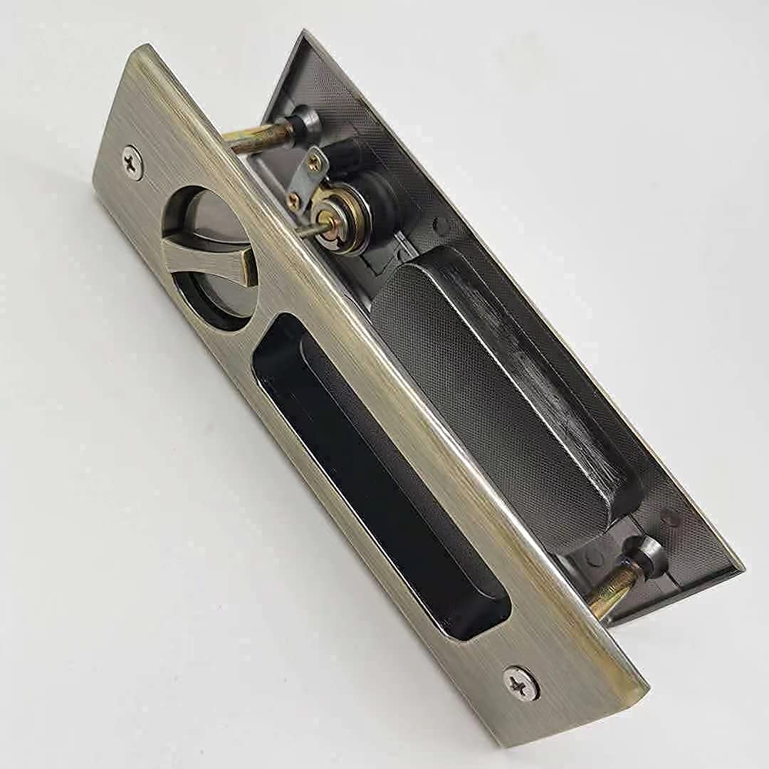 HACCER Cerradura invisible de puerta de bolsillo con llave de 6.3 pulgadas Cerradura de puerta de granero con llaves para corredera Puerta de madera de bronce