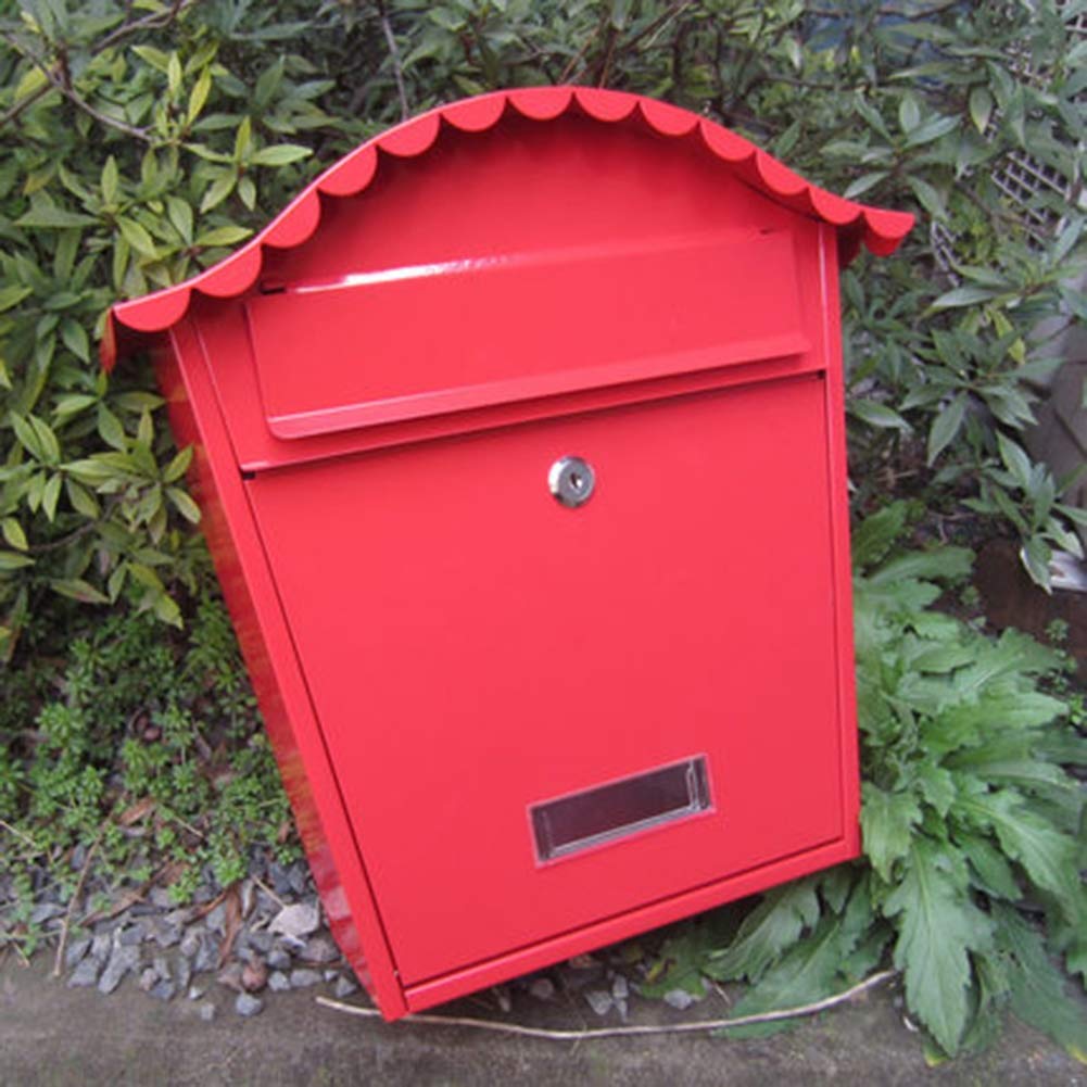 Post Boxes Wall Mounted Lockable Post Box Mail Boxes, European Villa Iron Mailbox Outdoor Newspaper Box Waterproof Mailboxes for Walls/Gates/Garages/Post,C